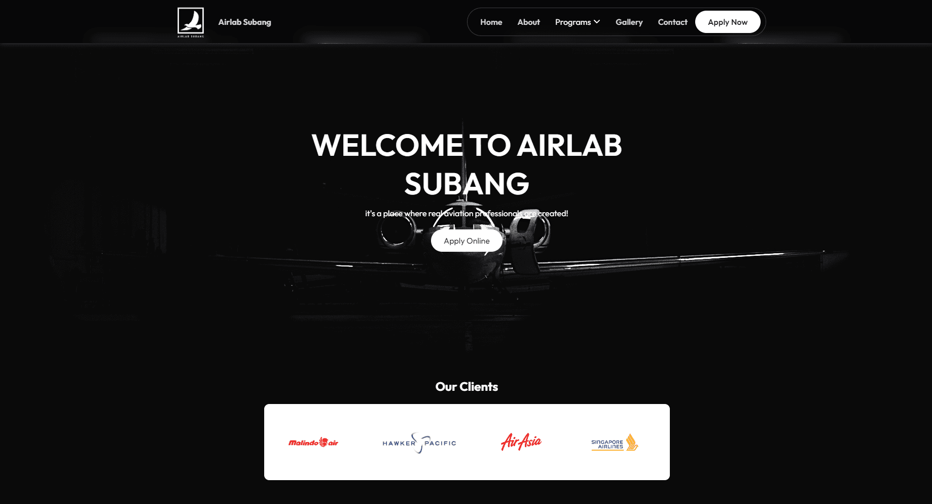 Airlab Subang Landing Page